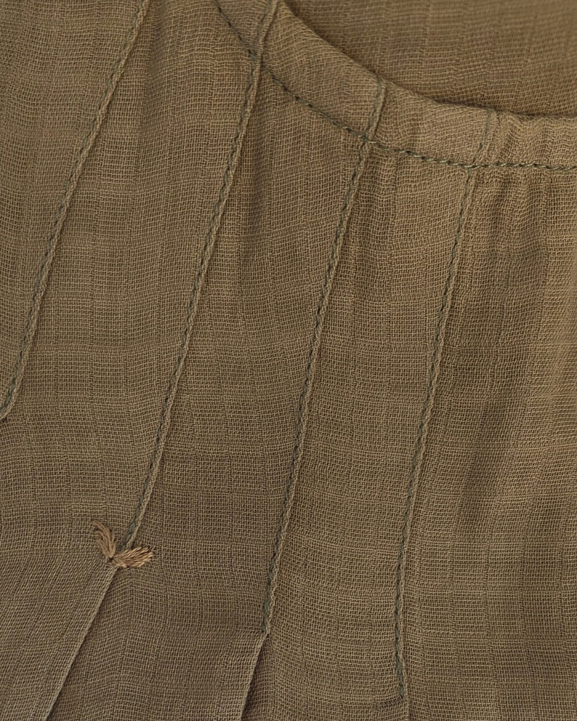 PLEATED DRESS, KHAKI GREEN C011, PLAIN, COTTON