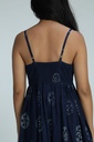 STRAPPY DRESS, DARK BLUE, BATIK ROUNDFLOWER, COTTON