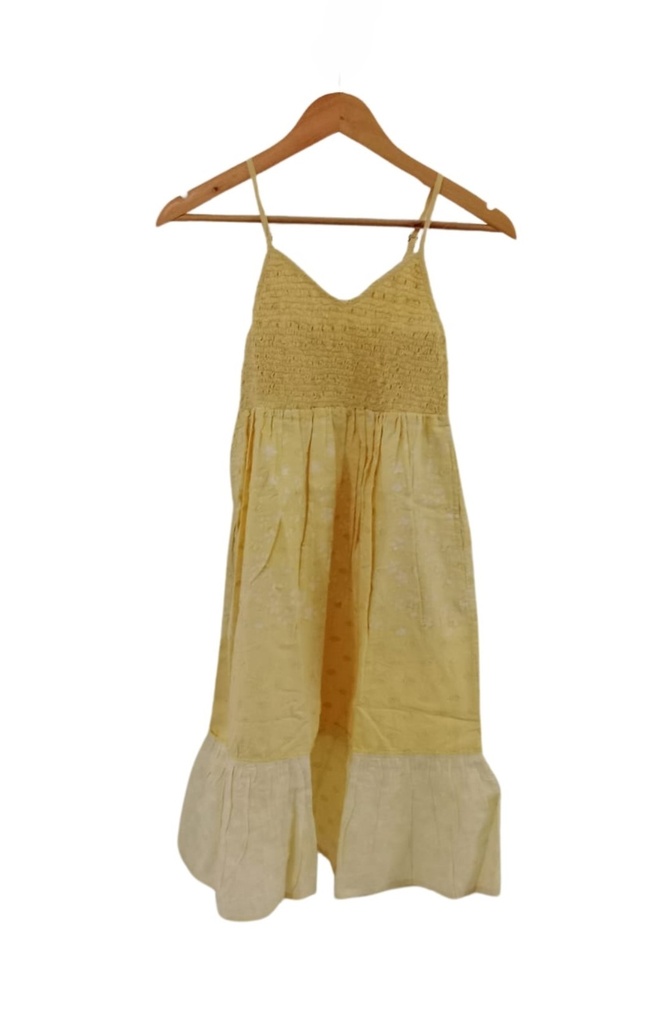 MERMAID STRAPPY DRESS, YELLOW, BATIK, COTTON