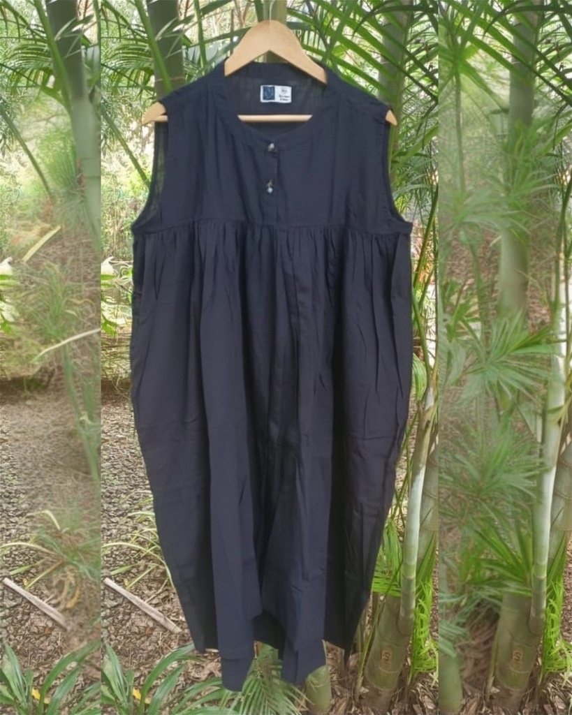 CASCADE DRESS, BLUE C065, EMBROIDERY, COTTON