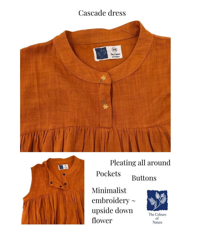 CASCADE DRESS, ORANGE C035, EMBROIDERY, COTTON