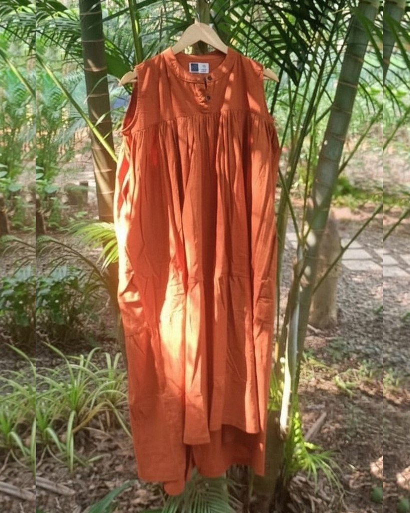 CASCADE DRESS, ORANGE C035, EMBROIDERY, COTTON