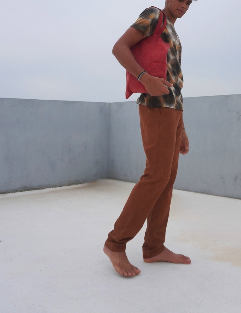 PANTS, CHINOS, BROWN, COTTON