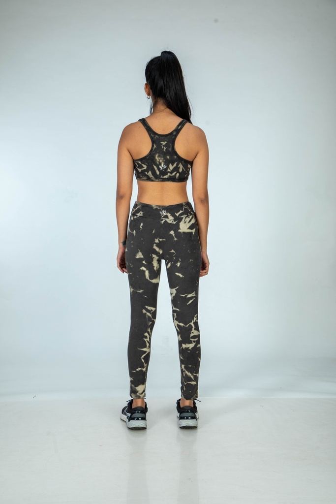 YOGA LEGGINGS, IRON, SHIBORI SPRAY CRUSHING, COTTON