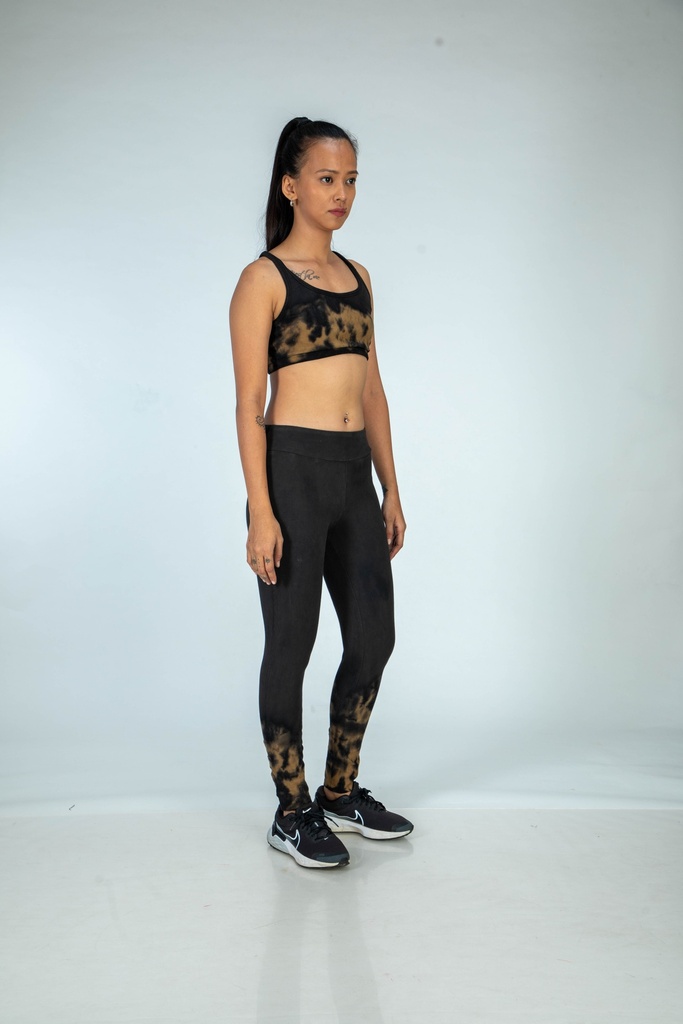 SPORTS BRA, BROWN-BLACK, HALF CRUSHING, COTTON