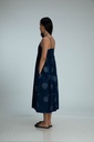 STRAPPY DRESS, DARK BLUE, BATIK ROUNDFLOWER, COTTON