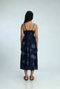 STRAPPY DRESS, DARK BLUE, BATIK ROUNDFLOWER, COTTON