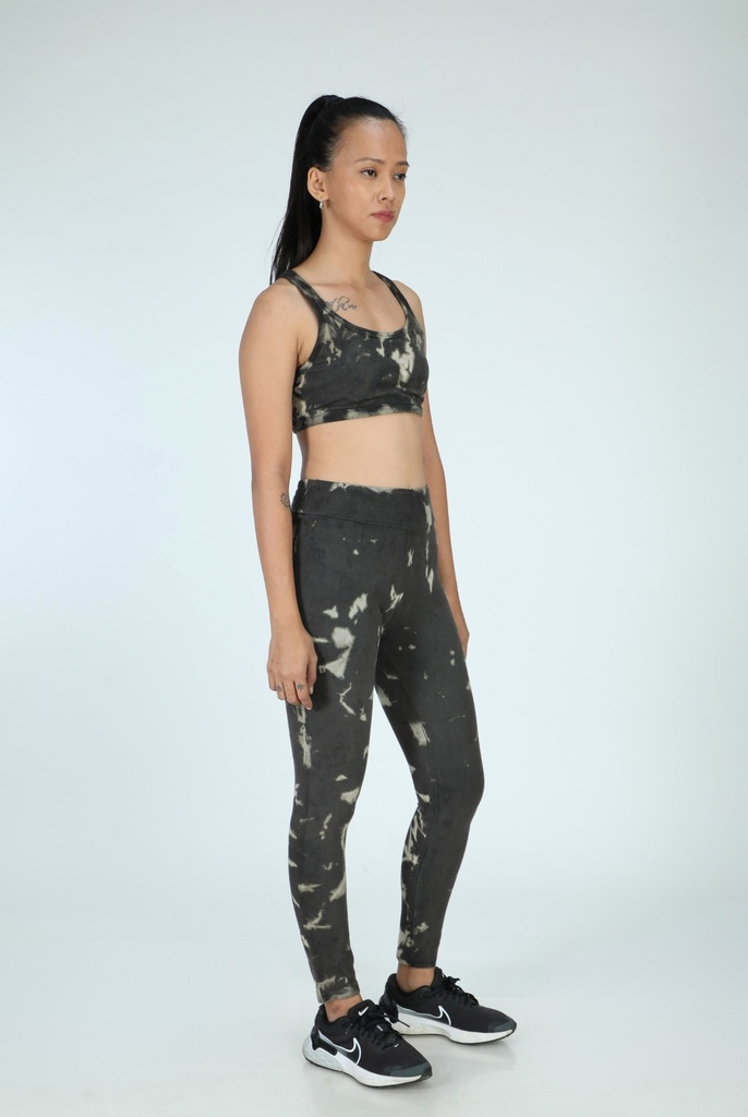 YOGA LEGGINGS, IRON, SHIBORI SPRAY CRUSHING, COTTON