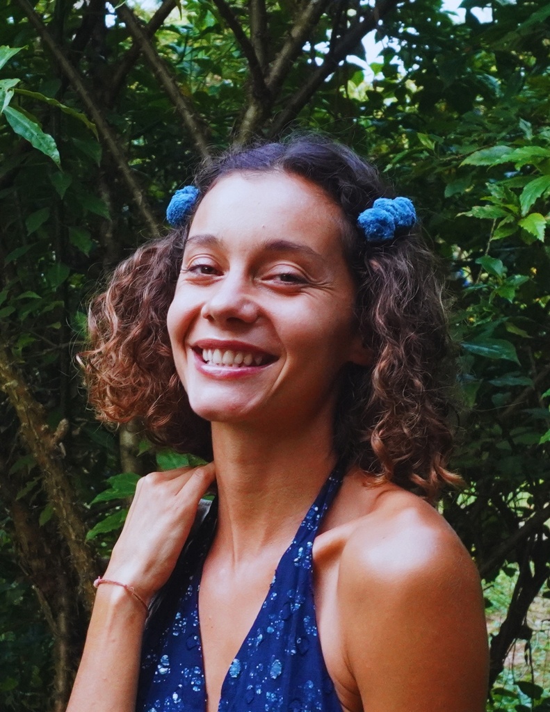 POMPOM HAIRCLIP, BLUE, SMALL