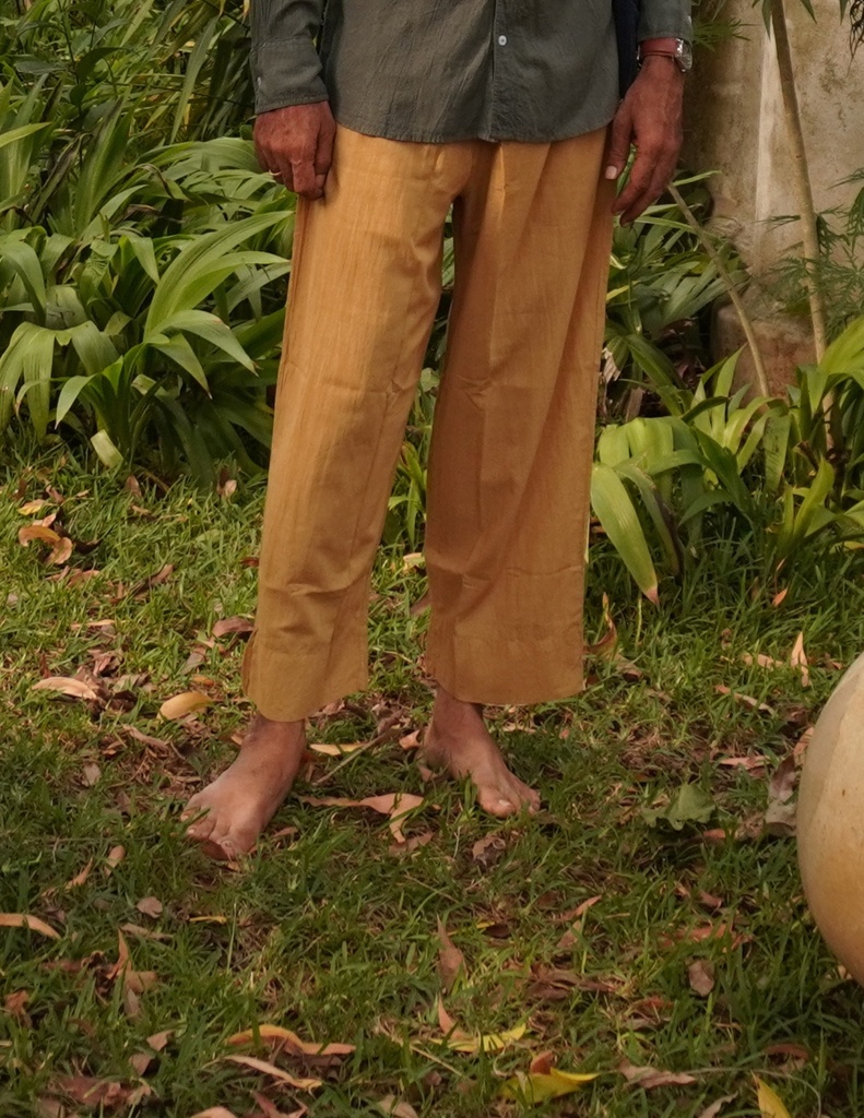 PYJAMA PANTS, OCHRE, PLAIN, COTTON