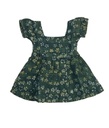 BABY PUFFY DRESS, GREEN, BATIK, COTTON