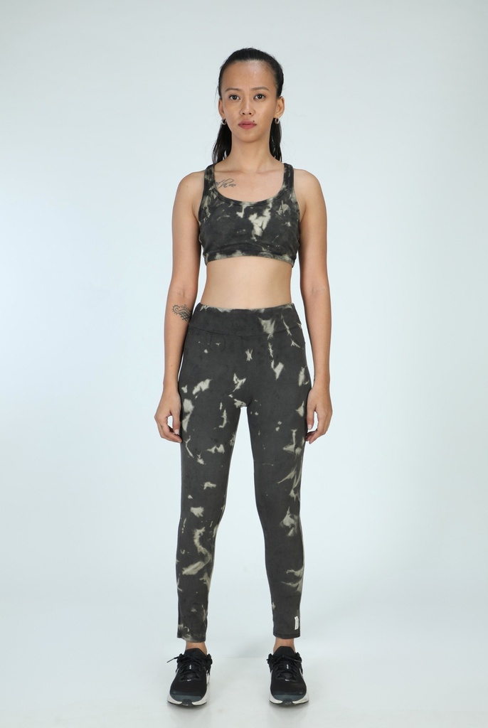 YOGA LEGGINGS, IRON, SHIBORI SPRAY CRUSHING, COTTON