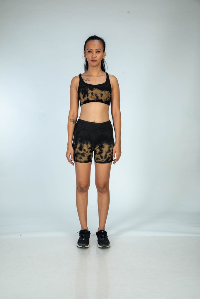 SPORTS BRA, BROWN-BLACK, HALF CRUSHING, COTTON