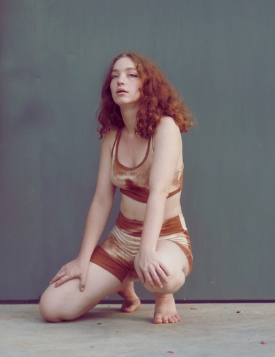 SPORTS SHORTS, BROWN-WHITE, SHIBORI, COTTON