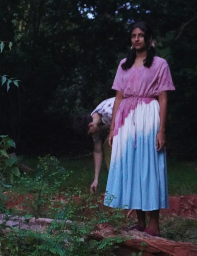 EVERYDAY DRESS, BLUE-PINK-WHITE, SHIBORI, COTTON