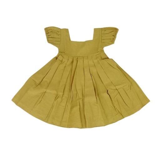 [DRE-BAP-YE-NON-COT/4_5] BABY PUFFY DRESS, YELLOW, COTTON