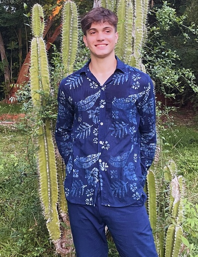 MADRAS LS SHIRT, BLUE, BATIK, COTTON